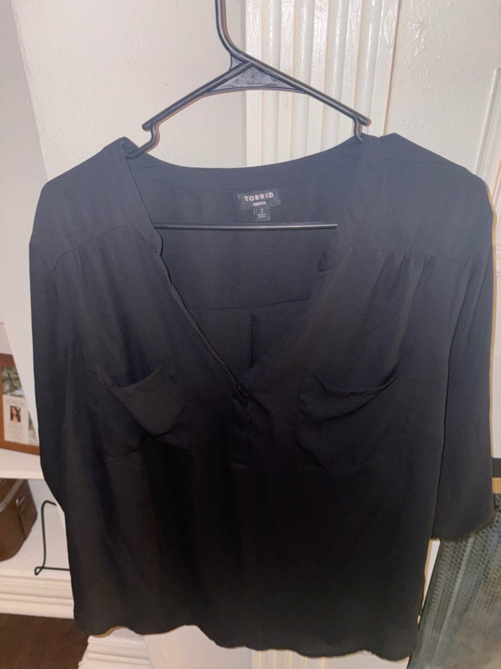 torrid Black V-Neck Pocket Blouse